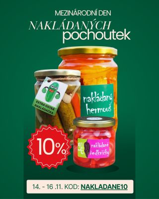 🌍🥒 Mezinárodní den nakládaných potravin je tady! 🫙✨ A my to slavíme poctivě – dáváme vám jedinečnou 10% slevu na celou...